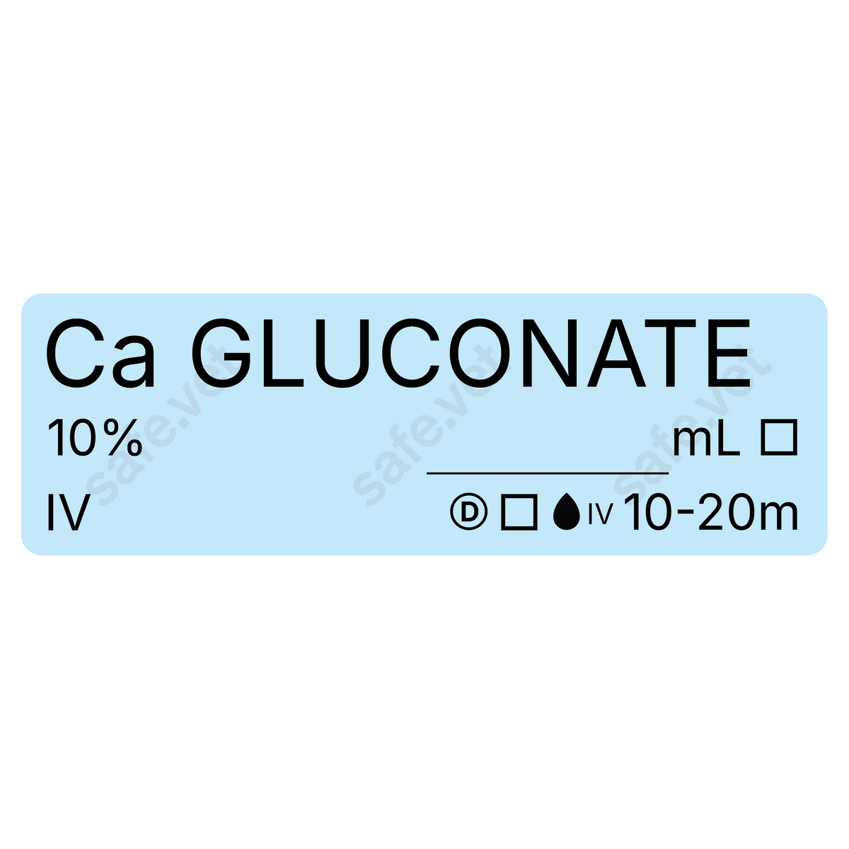 Veterinary Syringe Labels - Calcium Gluconate