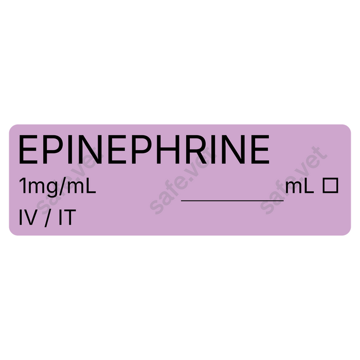 Veterinary Syringe Labels - Epinephrine