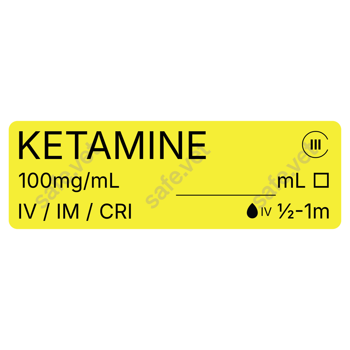 Veterinary Syringe Labels - Ketamine
