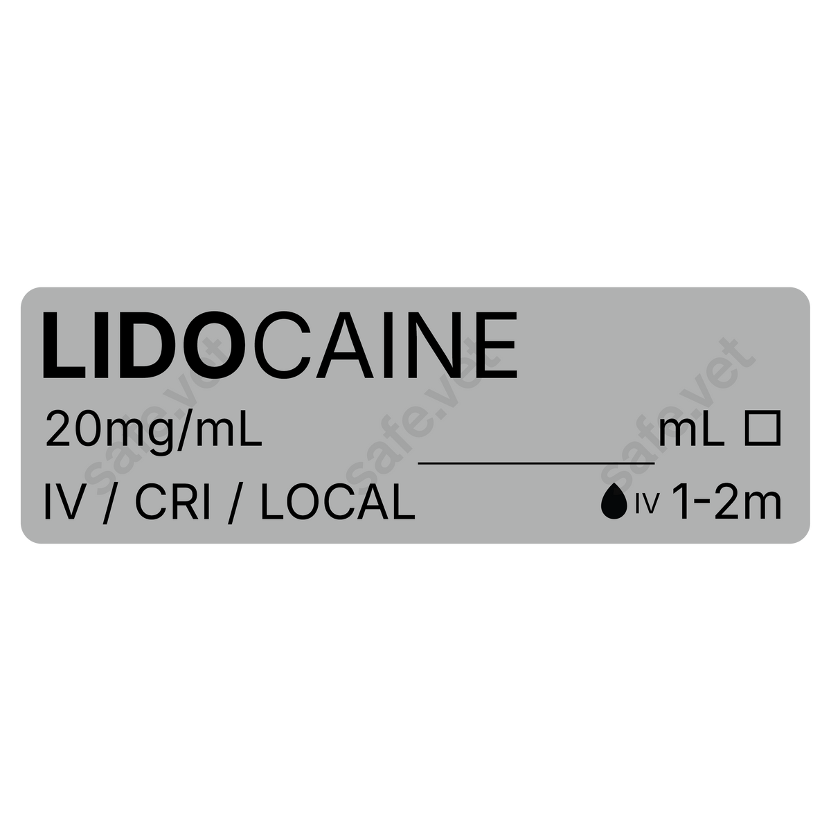 Veterinary Syringe Labels - Lidocaine
