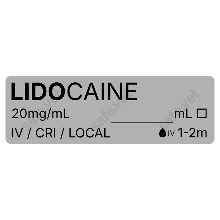 Veterinary Syringe Labels - Lidocaine