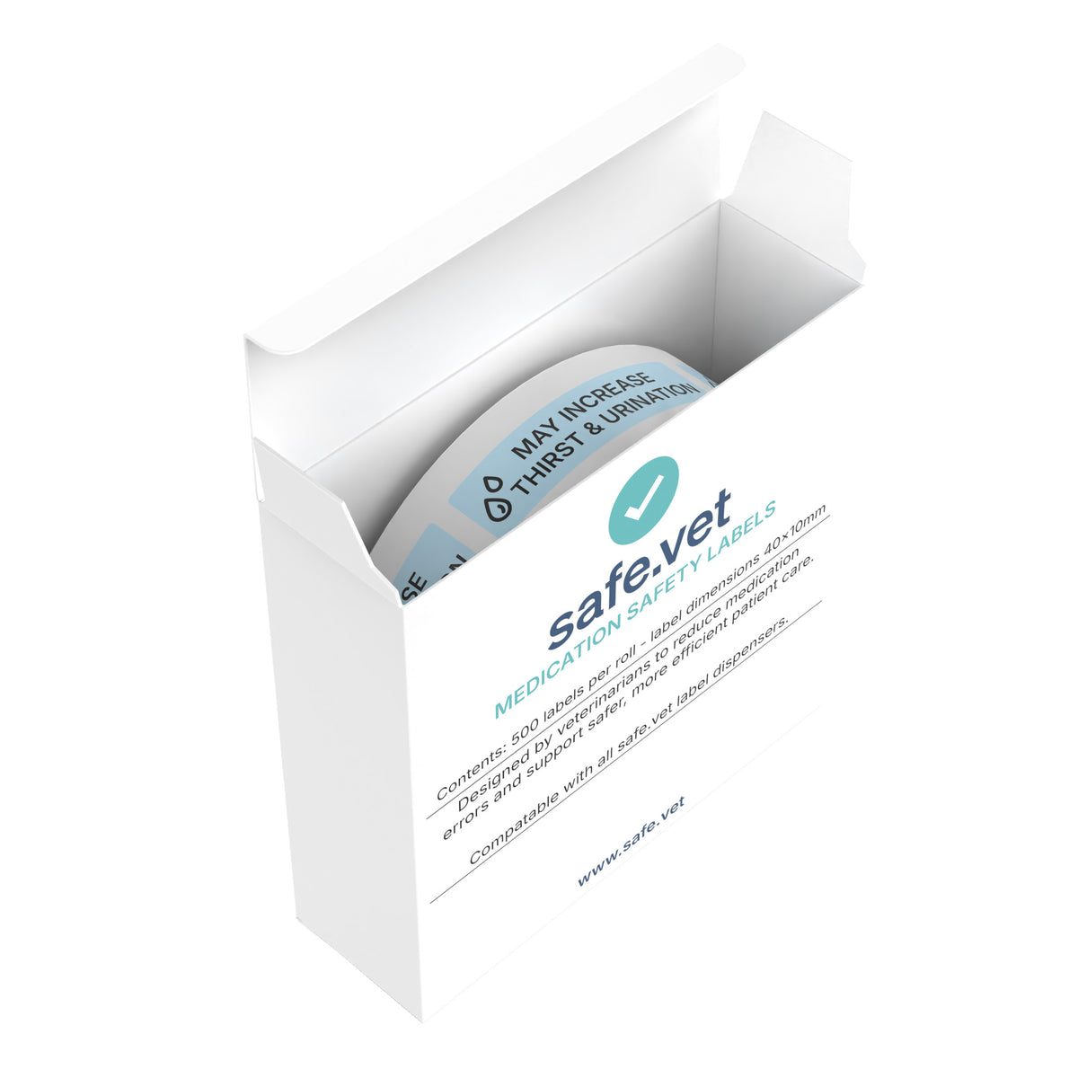"May Increase Thirst and Urination" Veterinary Dispensing Labels – Pharmacy Instruction Stickers Roll of 500 | Vet Prescription Reminder Labels for Client Medications & Safety
