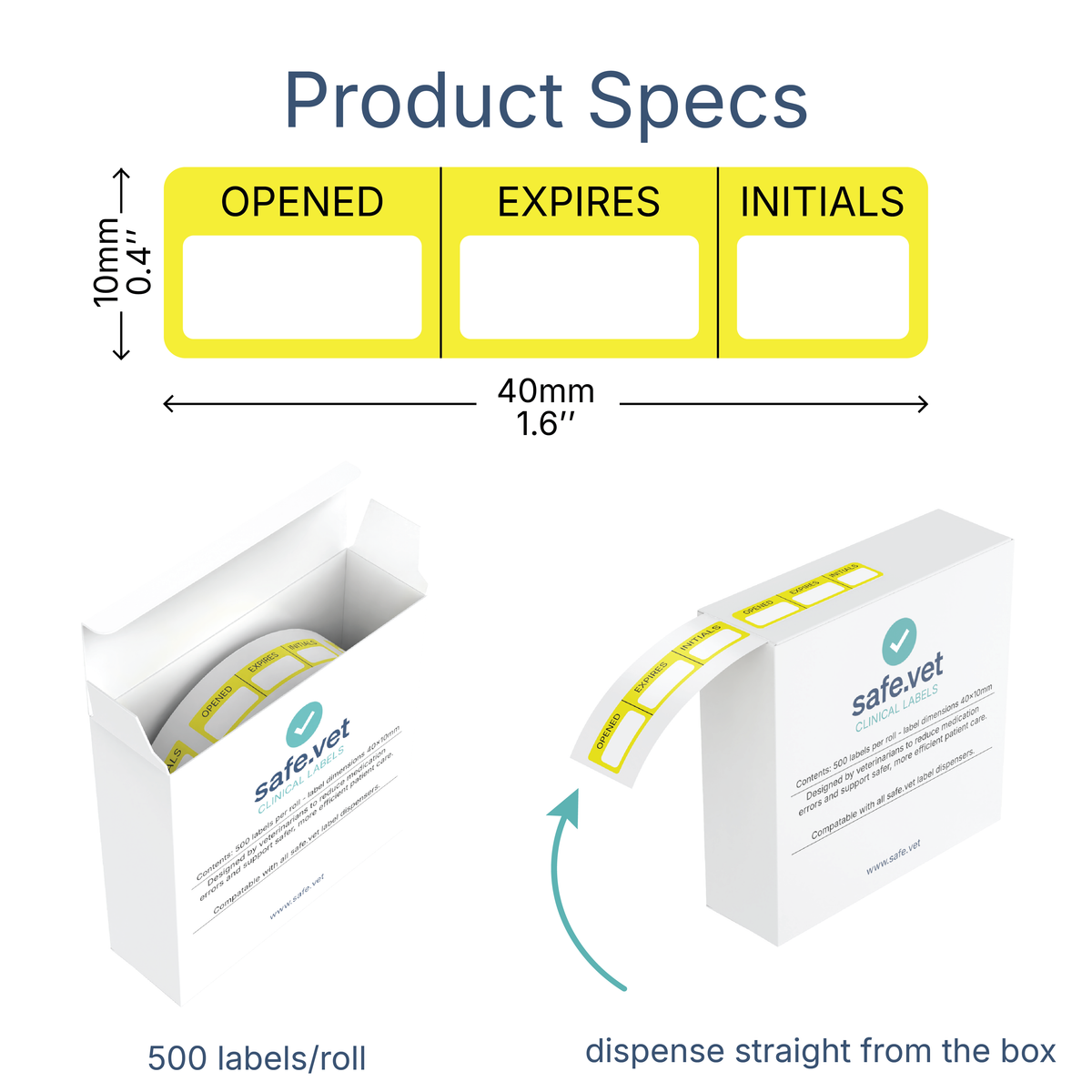Expiration Veterinary Pharmacy Labels – Opened / Expires / Initials Dispensing Stickers