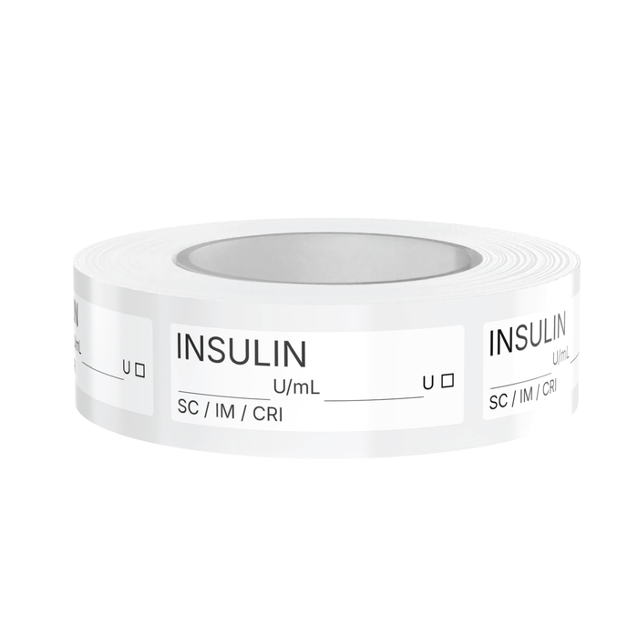 Insulin Veterinary Syringe Labels – Color-Coded Roll of 500 | Medication Safety Labels for Vet Clinic, Hospital, ICU, Surgery & Anesthesia