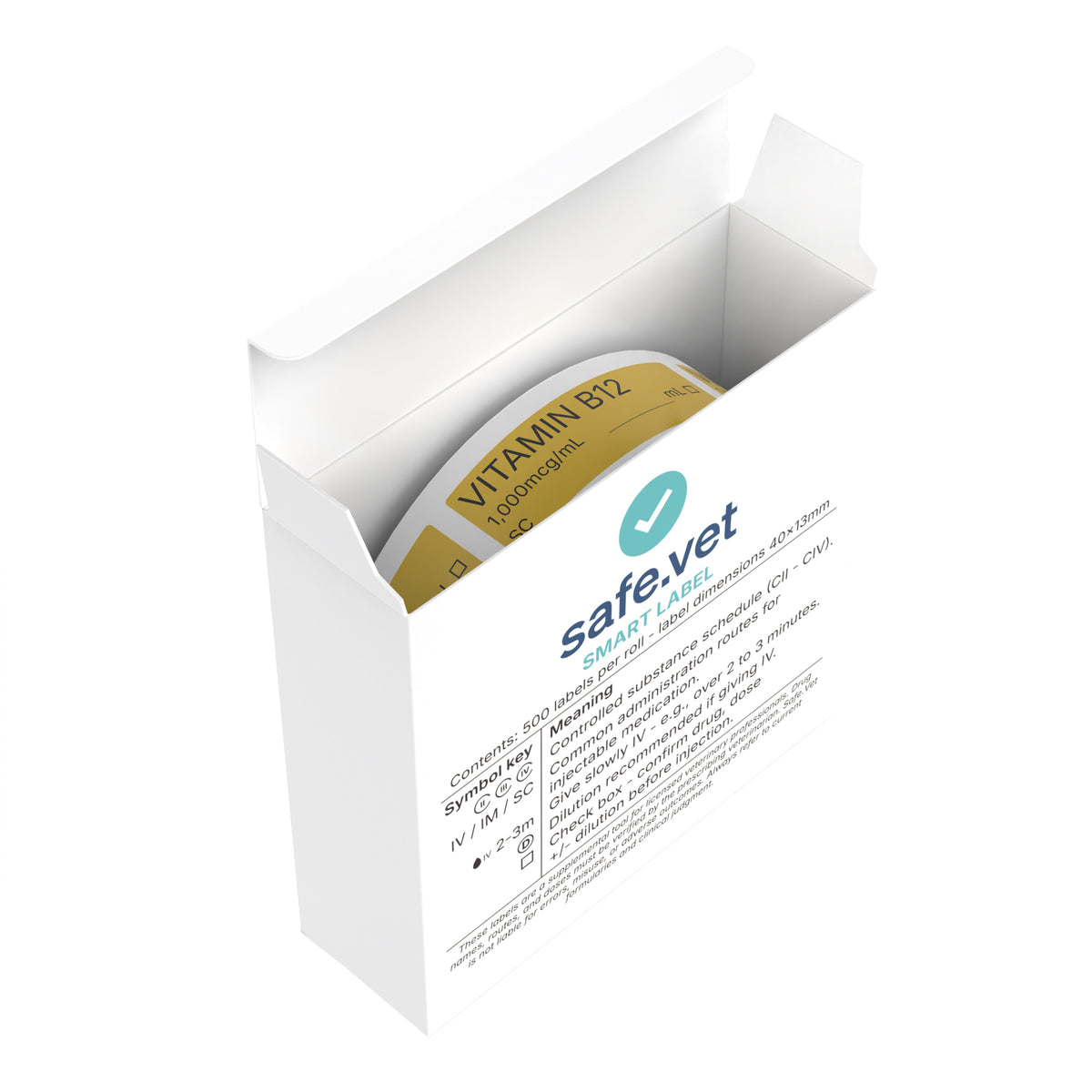 Vitamin B12 Labels | Veterinary Syringe Sticker Roll Safe Vet Vitamin B12 Labels | Veterinary Syringe Sticker Roll Safe Vet