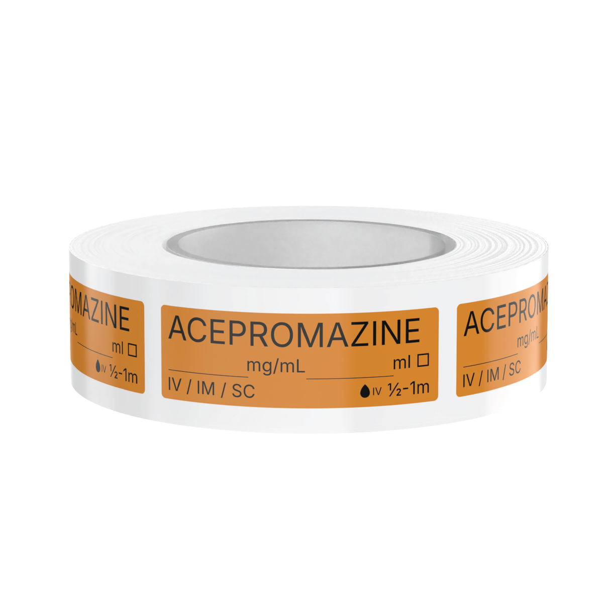 Acepromazine Veterinary Syringe Labels – Color-Coded Roll of 500 | Medication Safety Labels for Vet Clinic, Hospital, ICU, Surgery & Anesthesia