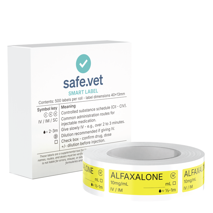 Veterinary Syringe Labels - Alfaxalone (Alfaxan)