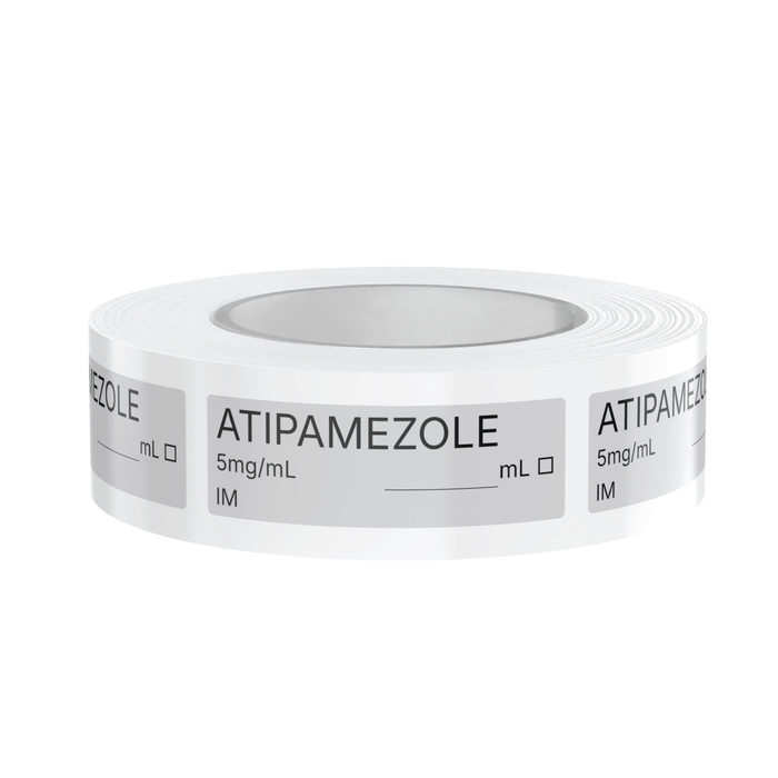 Atipamezole (Antisedan) Veterinary Syringe Labels – Color-Coded Roll of 500 | Medication Safety Labels for Vet Clinic, Hospital, ICU, Surgery & Anesthesia