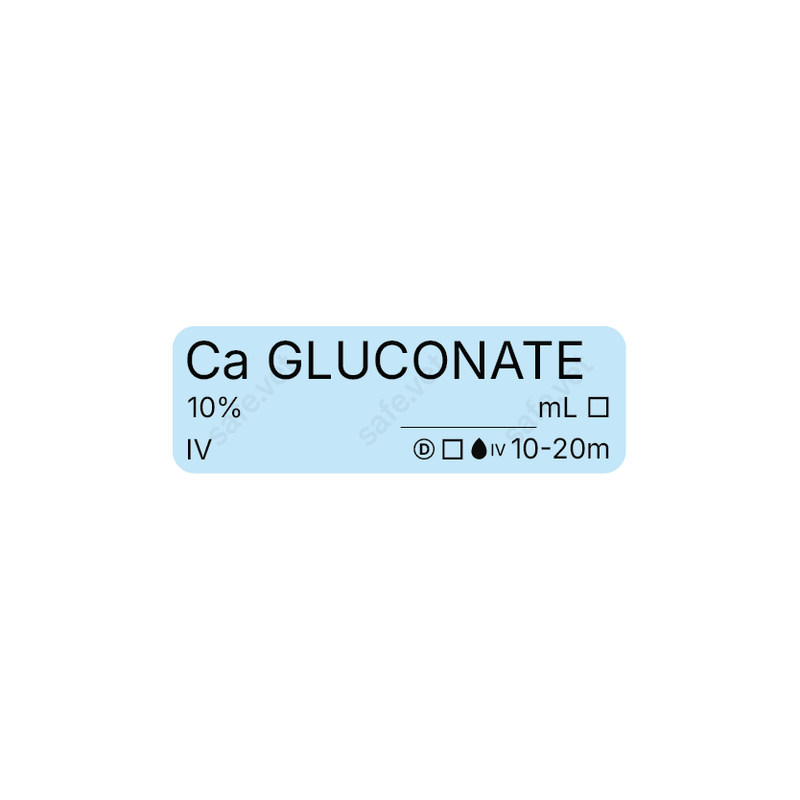 Veterinary Syringe Labels - Calcium Gluconate