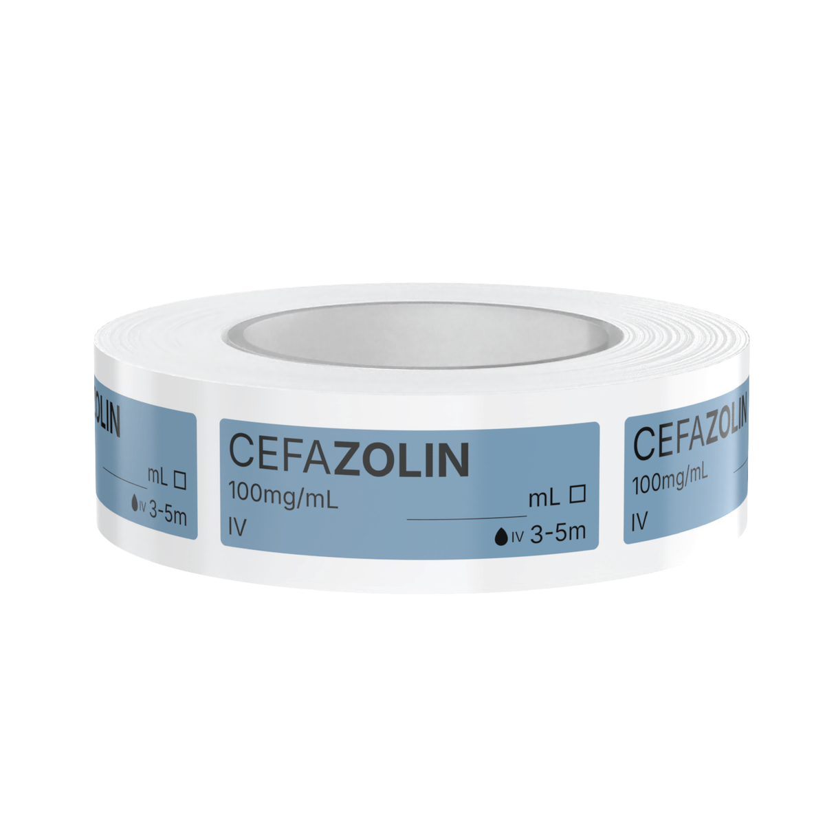 Cefazolin Veterinary Syringe Labels – Color-Coded Roll of 500 | Medication Safety Labels for Vet Clinic, Hospital, ICU, Surgery & Anesthesia