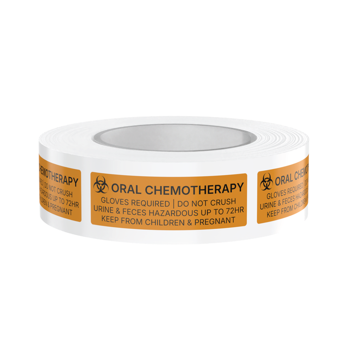 "Oral Chemotherapy" Veterinary Dispensing Labels – Pharmacy Warning & Instructional Stickers Roll of 500 | Vet Prescription Reminder Labels for Client Medications & Safety