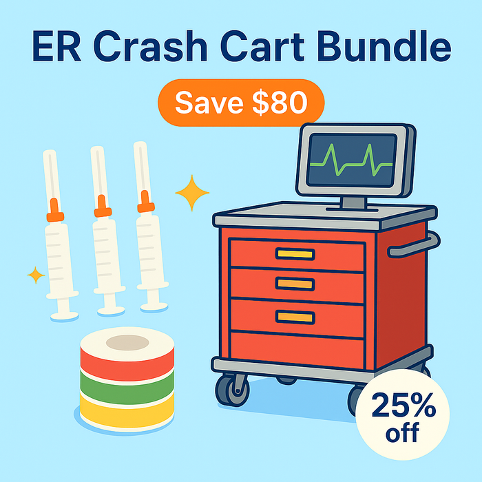 Emergency Crash Cart Bundle - 12 Smart labels + 12 Dispensers