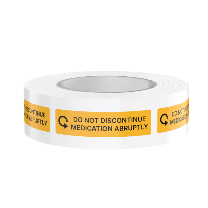 "Do Not Discontinue Medication Abruptly" Veterinary Dispensing Labels – Pharmacy Instruction Stickers Roll of 500 | Vet Prescription Reminder Labels for Client Medications & Safety