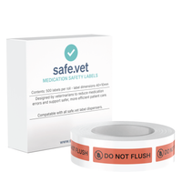 "Do Not Flush" Veterinary Hospitalization Labels – Fluid Bag & IV Line Instruction Stickers (500/Roll) | Warning Labels for Vet Hospital, Surgery & ICU Fluid Therapy