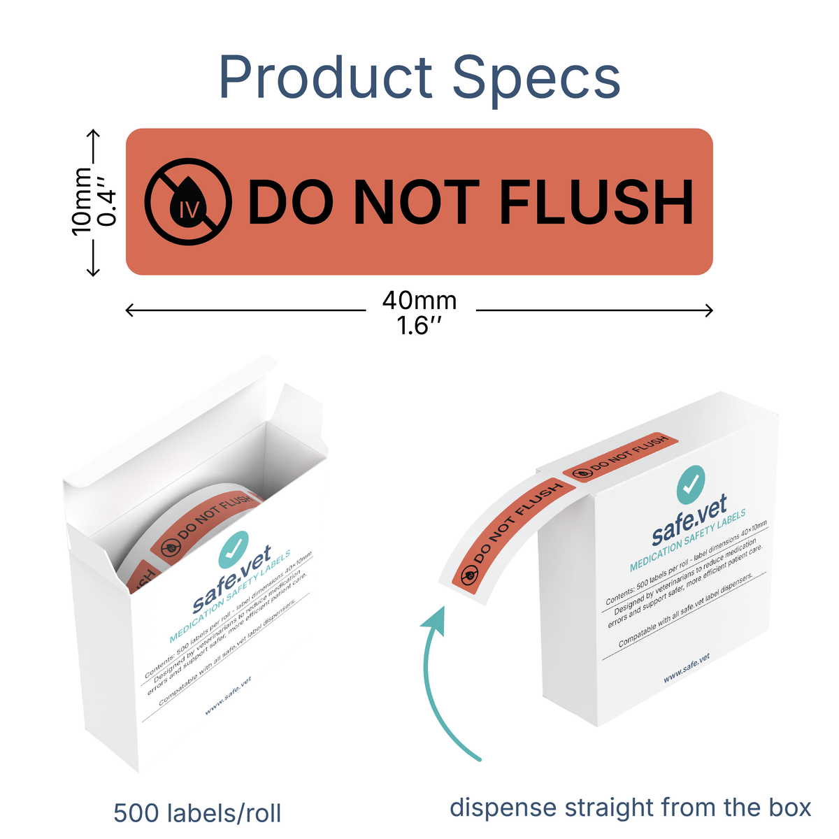 "Do Not Flush" Veterinary Hospitalization Labels – Fluid Bag & IV Line Instruction Stickers (500/Roll) | Warning Labels for Vet Hospital, Surgery & ICU Fluid Therapy