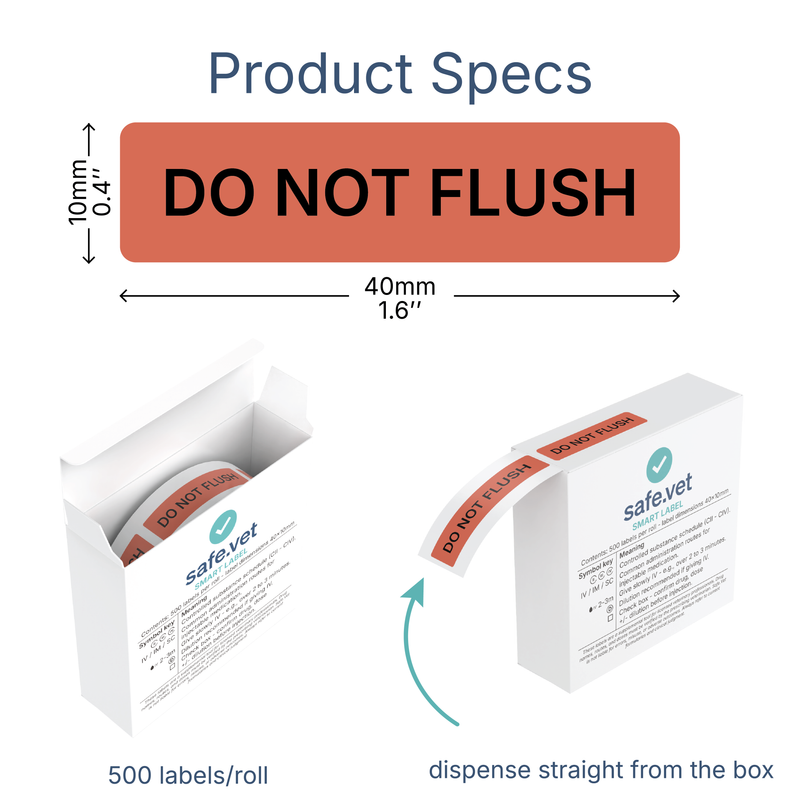 Veterinary IV Line Safety Labels - "Do Not Flush"