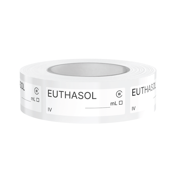 Euthasol Veterinary Syringe Labels – Color-Coded Roll of 500 | Medication Safety Labels for Vet Clinic, Hospital, ICU, Surgery & Anesthesia