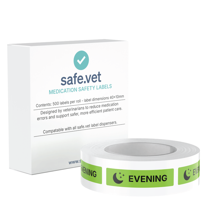 "Evening" Veterinary Dispensing Labels – Pharmacy Instruction Stickers Roll of 500 | Vet Prescription Reminder Labels for Client Medications & Safety (Copy)