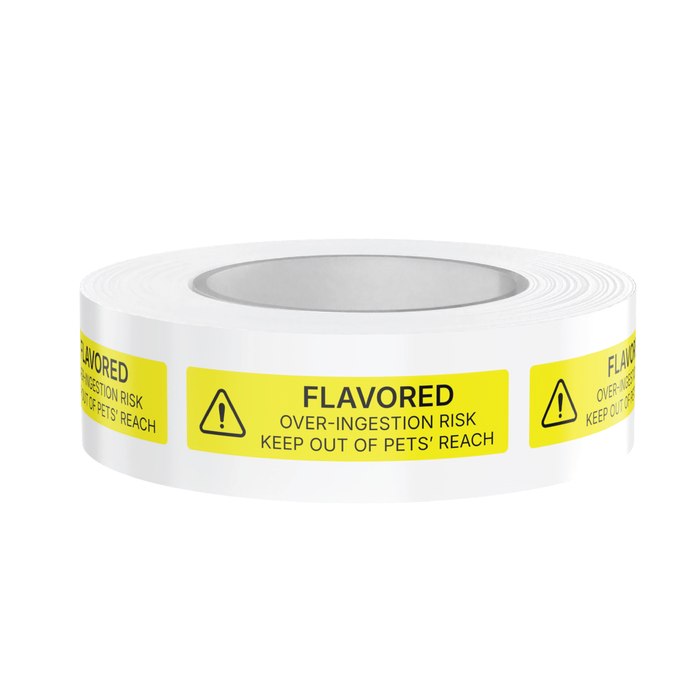 "Flavored" Veterinary Dispensing Warning Labels – Pharmacy Instruction Stickers Roll of 500 | Vet Prescription Reminder Labels for Client Medications & Safety