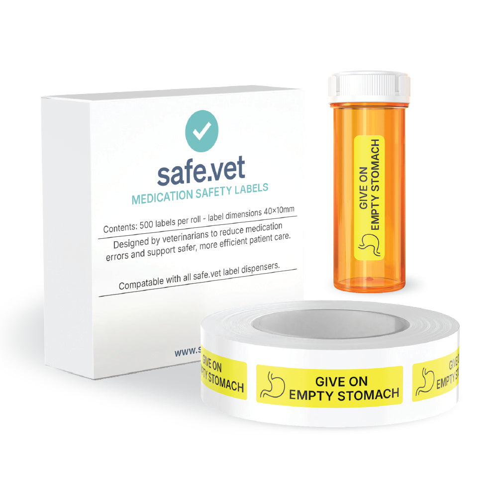 "Give On Empty Stomach" Dispensing Labels