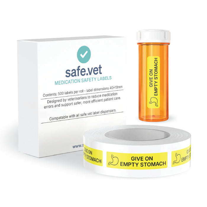 "Give On Empty Stomach" Dispensing Labels