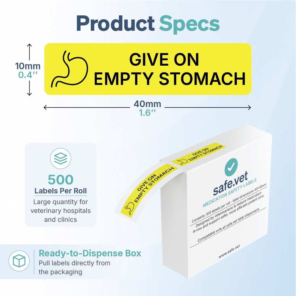 "Give On Empty Stomach" Dispensing Labels