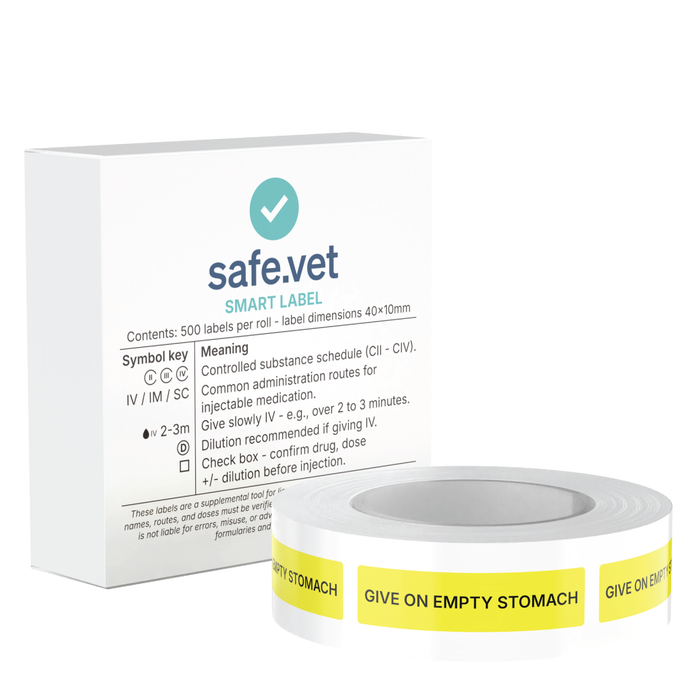 "Give On Empty Stomach" Dispensing Labels