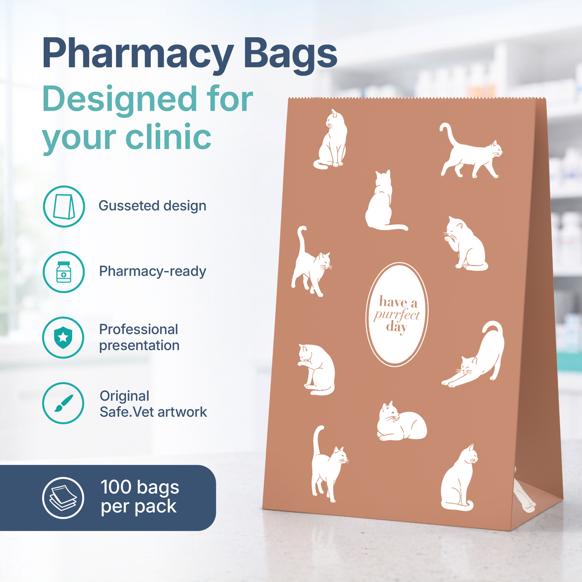Safe.Vet "Have A Purrfect Day" veterinary pharmacy prescription bag, Large size — image 3