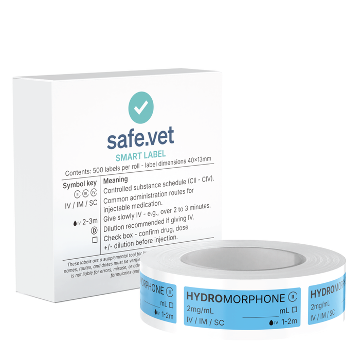 Veterinary Syringe Labels for Hydromorphone