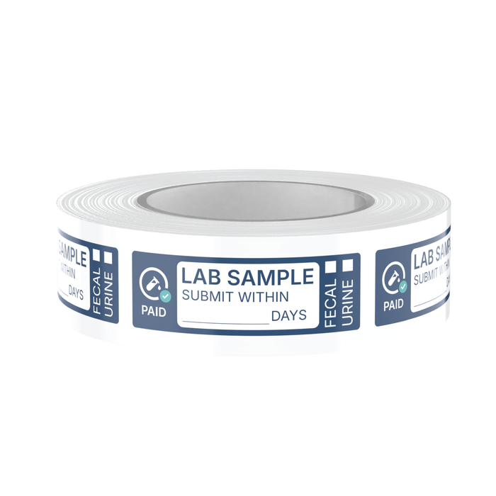 Prepaid Lab Sample Labels – Urine / Fecal Submission Stickers with Paid Status Tracking