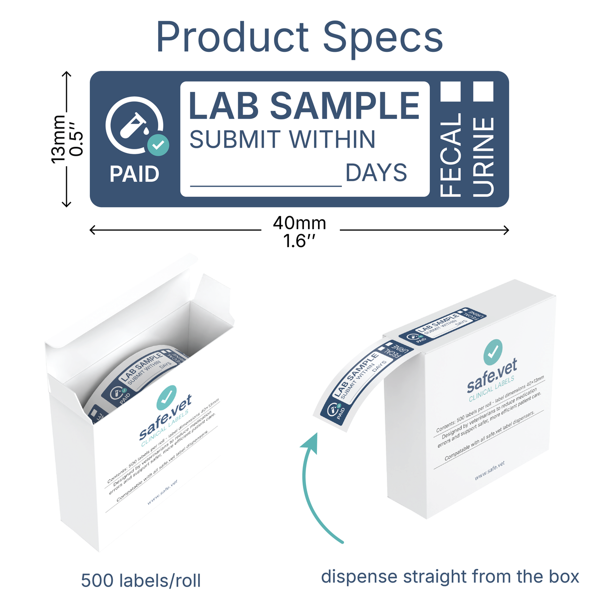 Prepaid Lab Sample Labels – Urine / Fecal Submission Stickers with Paid Status Tracking
