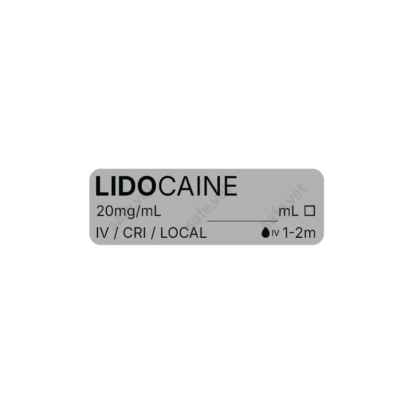 Veterinary Syringe Labels - Lidocaine