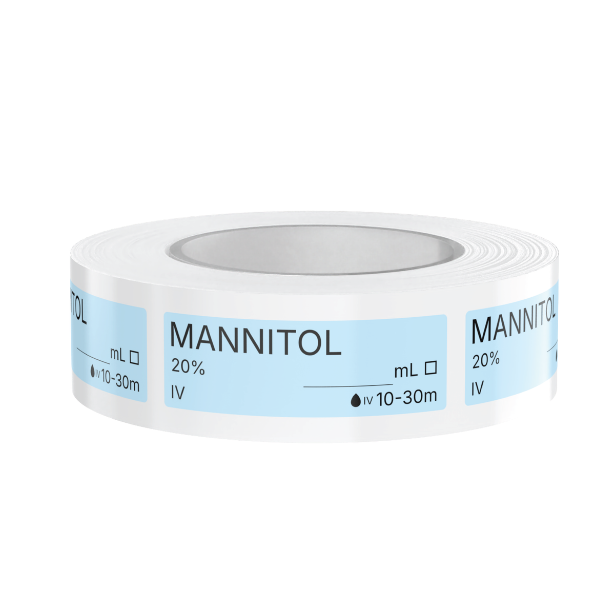 Mannitol Veterinary Syringe Labels – Color-Coded Roll of 500 | Medication Safety Labels for Vet Clinic, Hospital, ICU, Surgery & Anesthesia