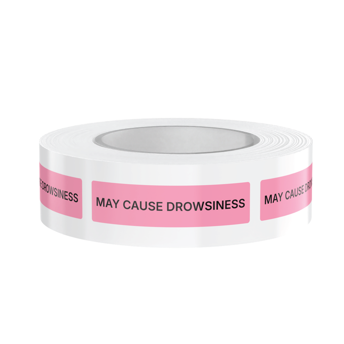 "May Cause Drowsiness" Veterinary Dispensing Labels – Pharmacy Instruction Stickers Roll of 500 | Vet Prescription Reminder Labels for Client Medications & Safety