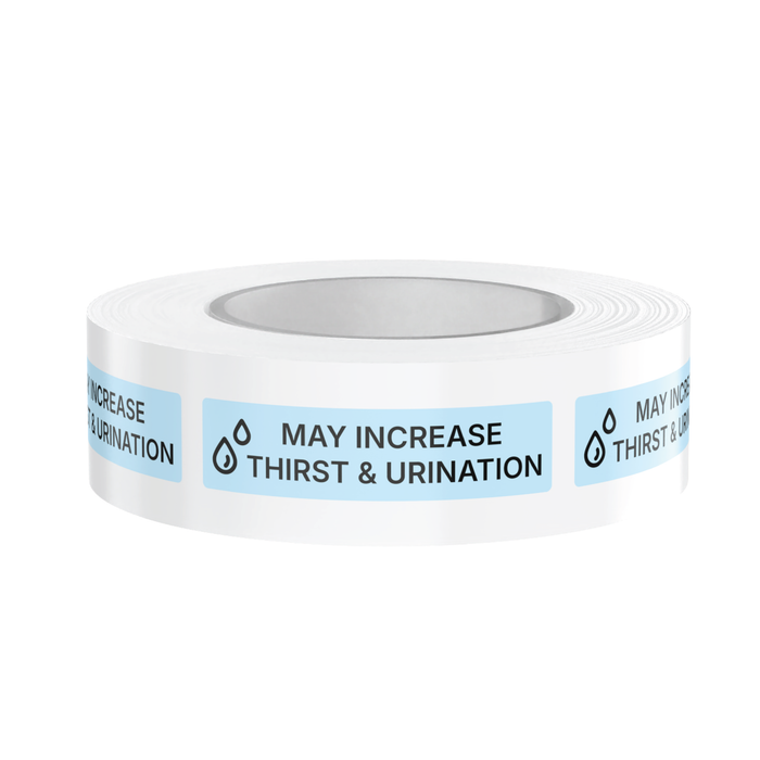 "May Increase Thirst and Urination" Veterinary Dispensing Labels – Pharmacy Instruction Stickers Roll of 500 | Vet Prescription Reminder Labels for Client Medications & Safety