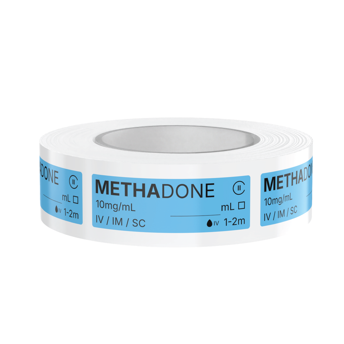 Methadone Veterinary Syringe Labels – Color-Coded Roll of 500 | Medication Safety Labels for Vet Clinic, Hospital, ICU, Surgery & Anesthesia