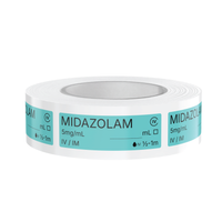Midazolam Veterinary Syringe Labels – Color-Coded Roll of 500 | Medication Safety Labels for Vet Clinic, Hospital, ICU, Surgery & Anesthesia