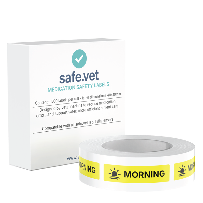 "Morning" Veterinary Dispensing Labels – Pharmacy Instruction Stickers Roll of 500 | Vet Prescription Reminder Labels for Client Medications & Safety