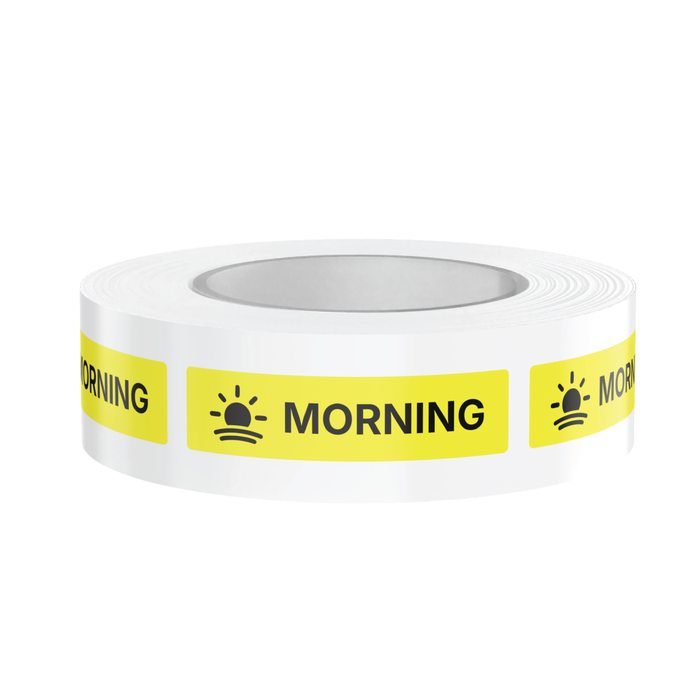 "Morning" Veterinary Dispensing Labels – Pharmacy Instruction Stickers Roll of 500 | Vet Prescription Reminder Labels for Client Medications & Safety