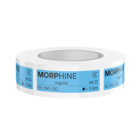 Morphine Veterinary Syringe Labels - No Concentration – Color-Coded Roll of 500 | Medication Safety Labels for Vet Clinic, Hospital, ICU, Surgery & Anesthesia