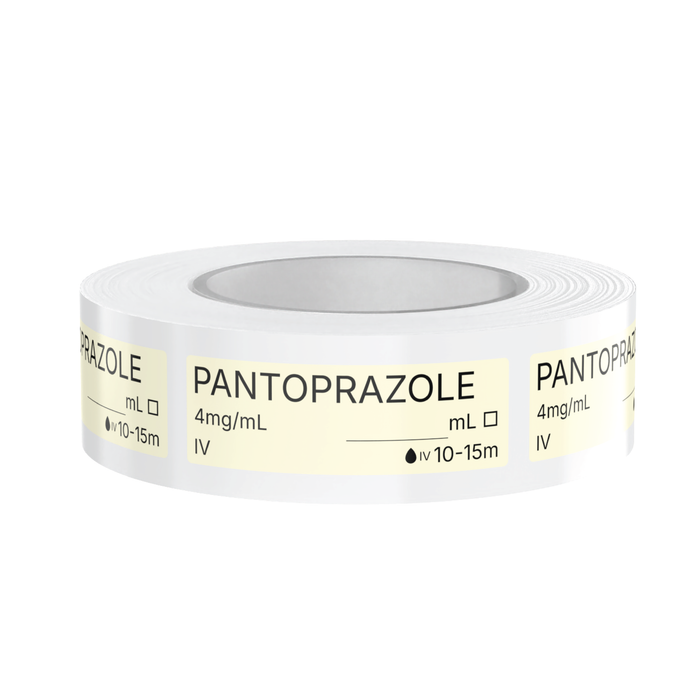 Pantoprazole Veterinary Syringe Labels – Color-Coded Roll of 500 | Medication Safety Labels for Vet Clinic, Hospital, ICU, Surgery & Anesthesia