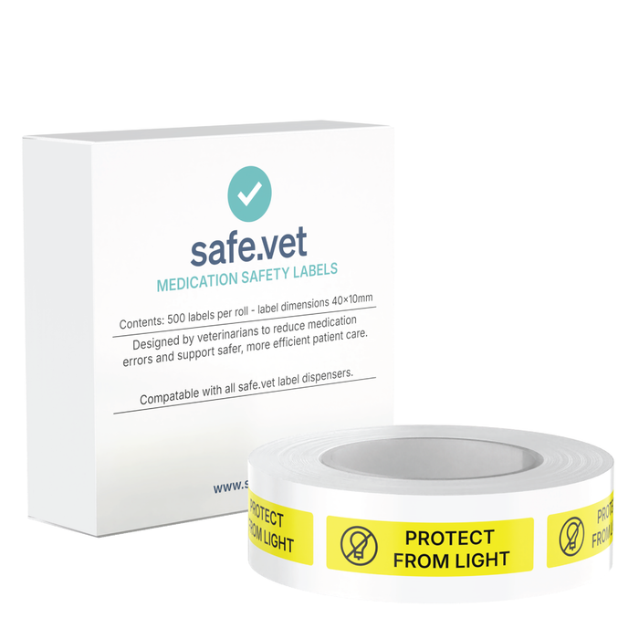 "Protect From Light" Veterinary Dispensing Labels – Pharmacy Instruction Stickers Roll of 500 | Vet Prescription Reminder Labels for Client Medications & Safety