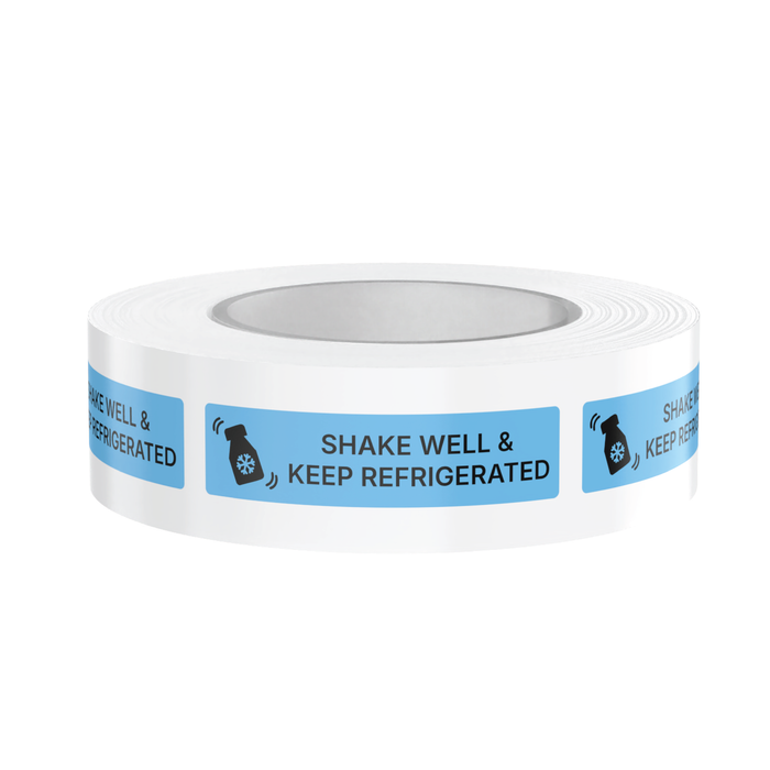 "Shake Well & Keep Refrigerated" Veterinary Dispensing Labels – Pharmacy Instruction Stickers Roll of 500 | Vet Prescription Reminder Labels for Client Medications & Safety