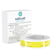 Universal Veterinary Syringe Labels - Write-On Medication Safety Labels with Route, Volume & Checkbox Fields | Roll of 500 for Vet Clinics, ICU, Surgery & Anesthesia